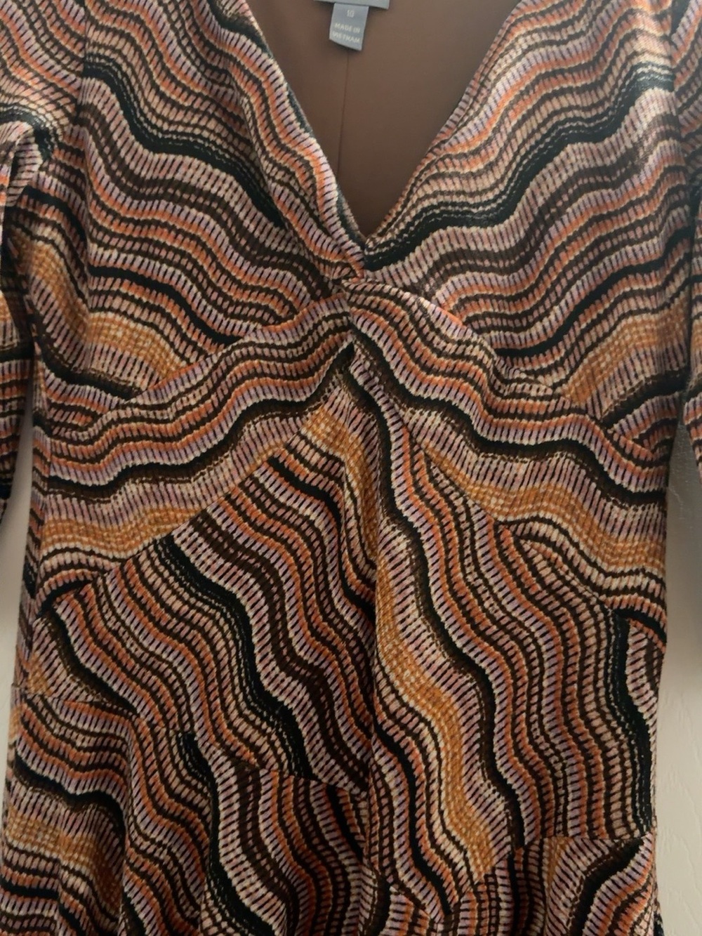 Rabbit Rabbit Rabbit Rust, Black & Cream Wavy-Print Midi Dress - Picture 4 of 4